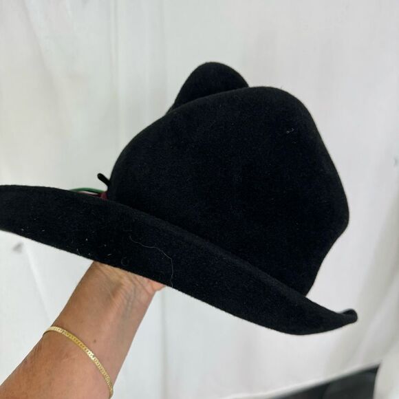 Rare Philippe Model Paris Vintage Womens Feathered Fedora Felt Hat Black main image 6